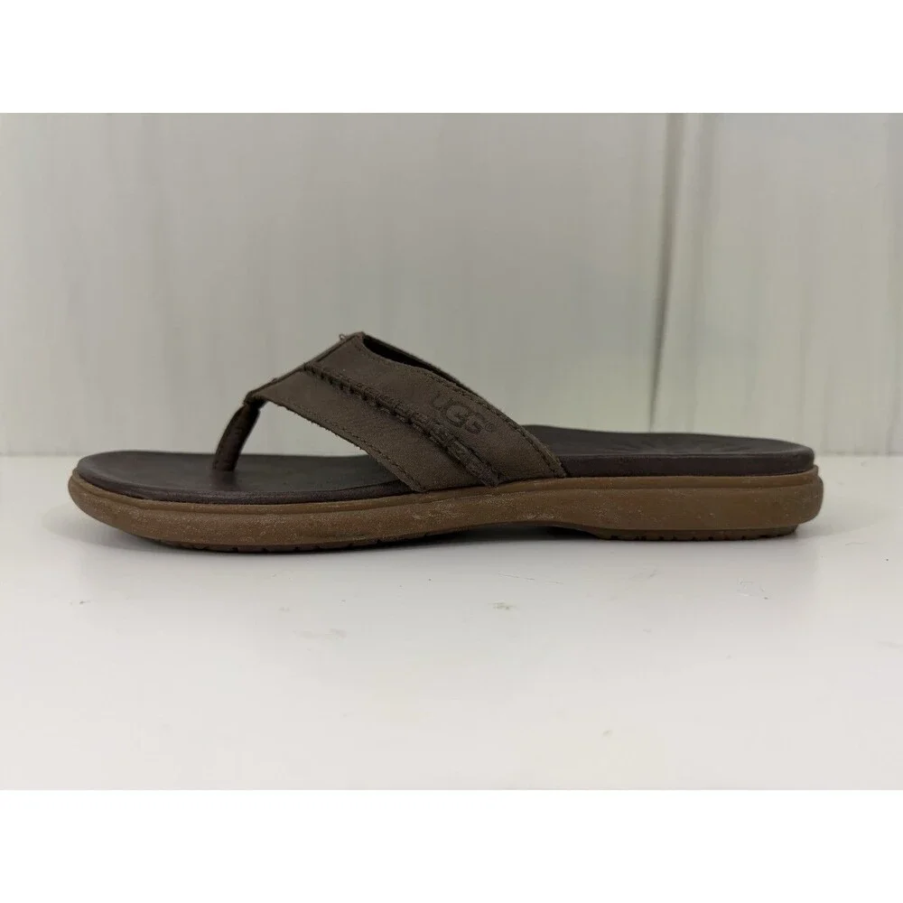 Ugg Australia Slip On Sandals Sz 11 Flip Flops Thongs Brown Leather Shoes